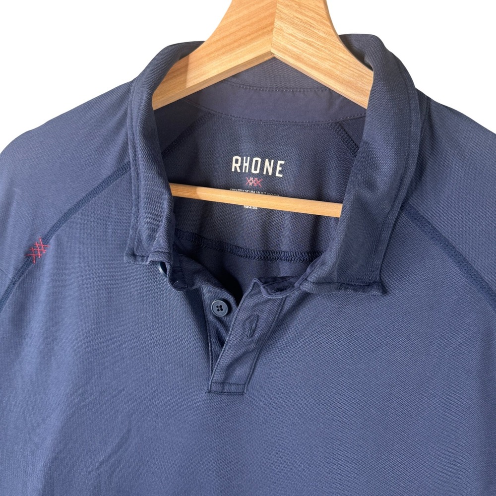 Rhone Delta Pique Polo Shirt Navy Blue XL Short Sleeve Performance Golf 100040